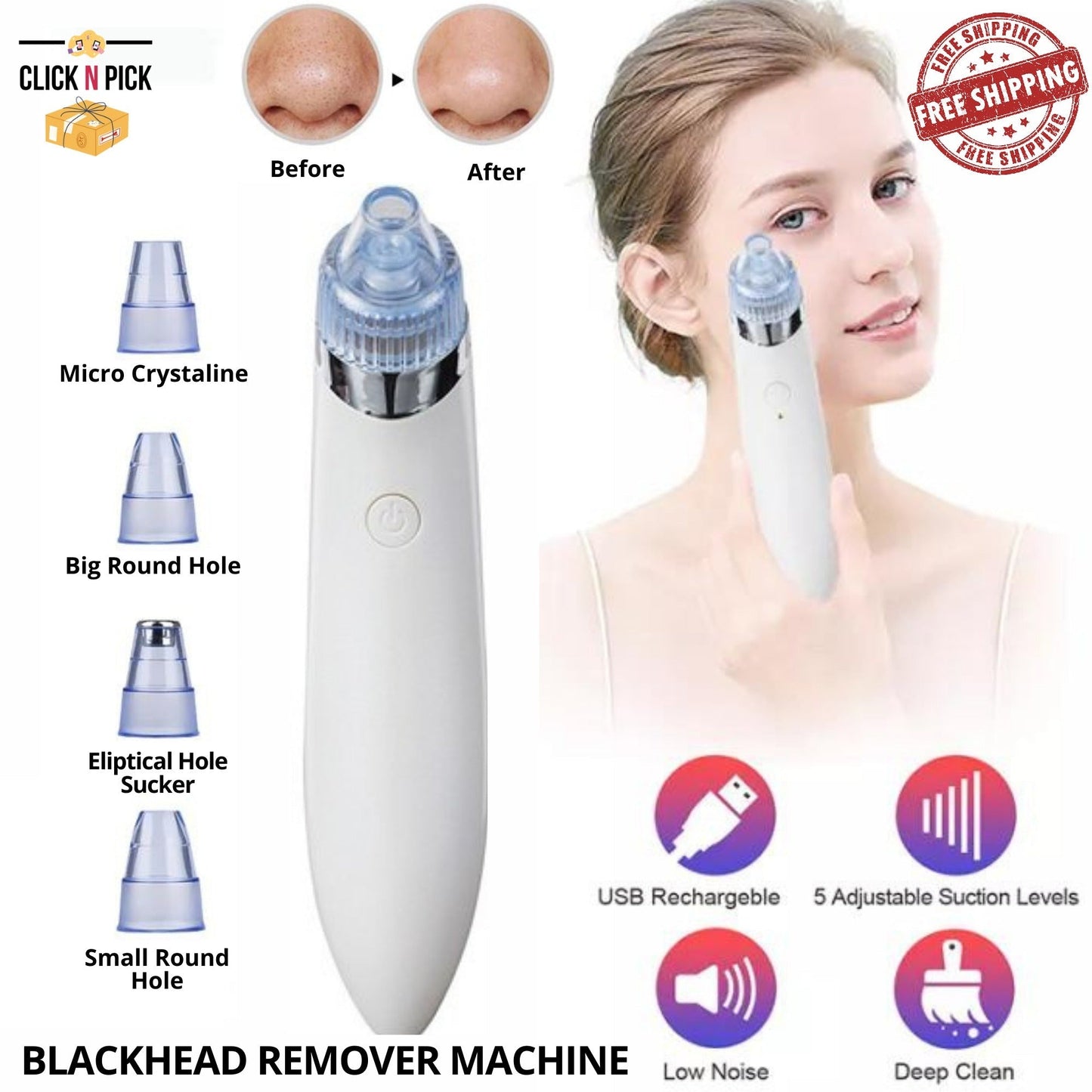 Vacuum Blackhead Remover Face Black Spots Cleaner White Dot Pimple Removal