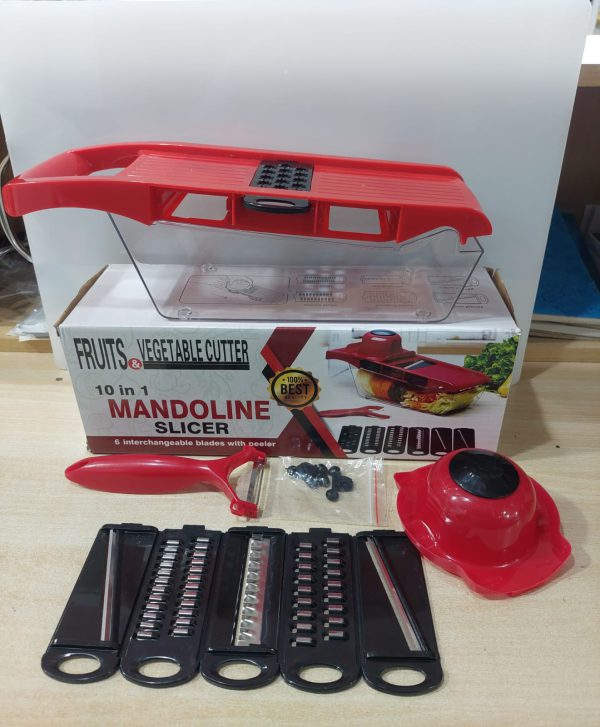 Multifunctional Vegetable Cutter | 10 in 1 Mandoline Chopper 6 Interchangeable Blades With Peeler